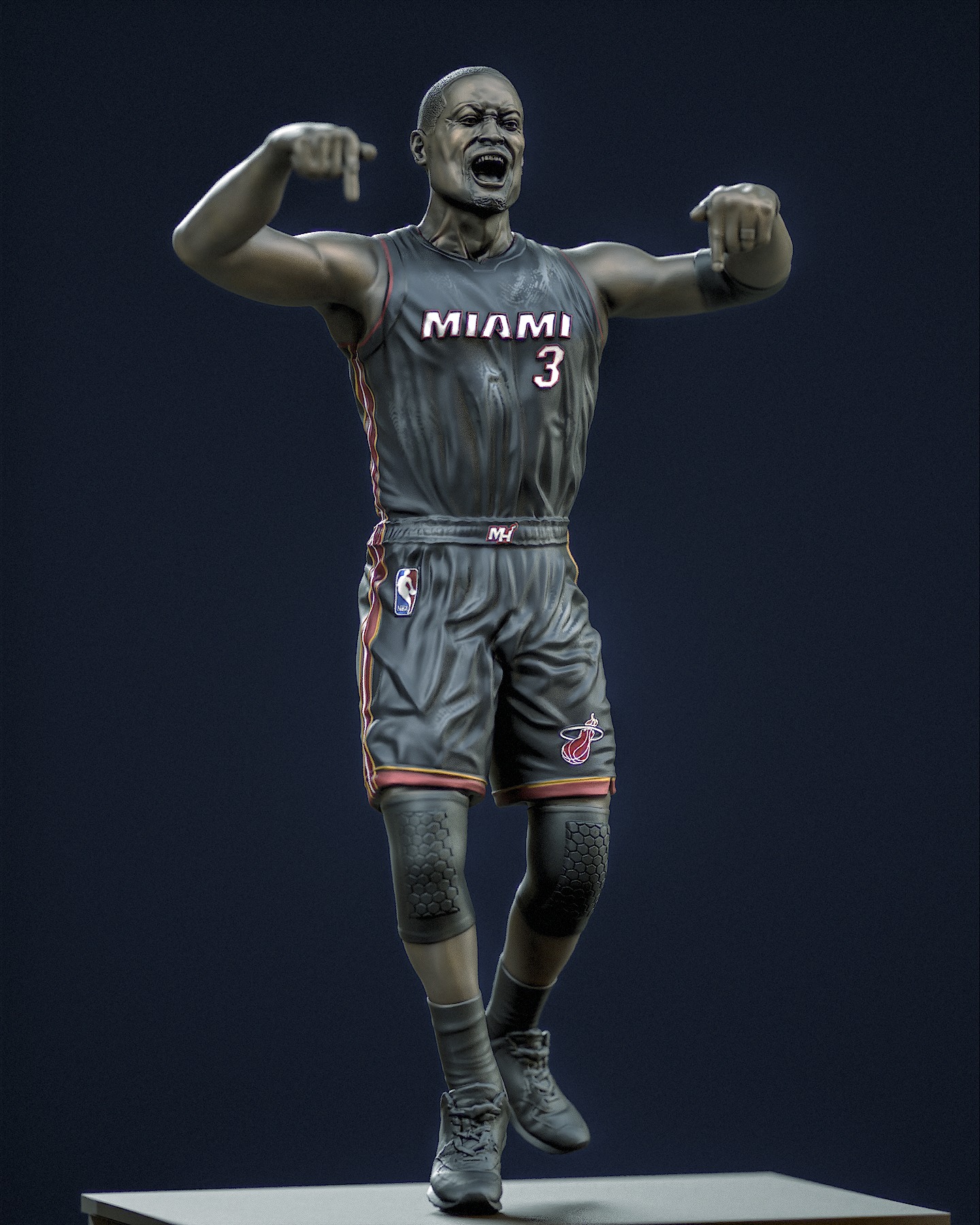 Dwyane Wade basketball player NBA Miami Heat statue 3D print model_2