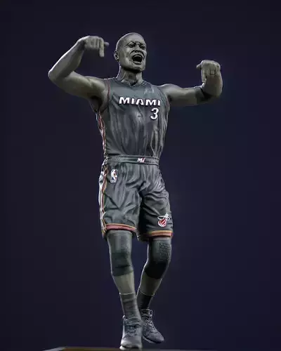Dwyane Wade basketball player NBA Miami Heat statue 3D print model