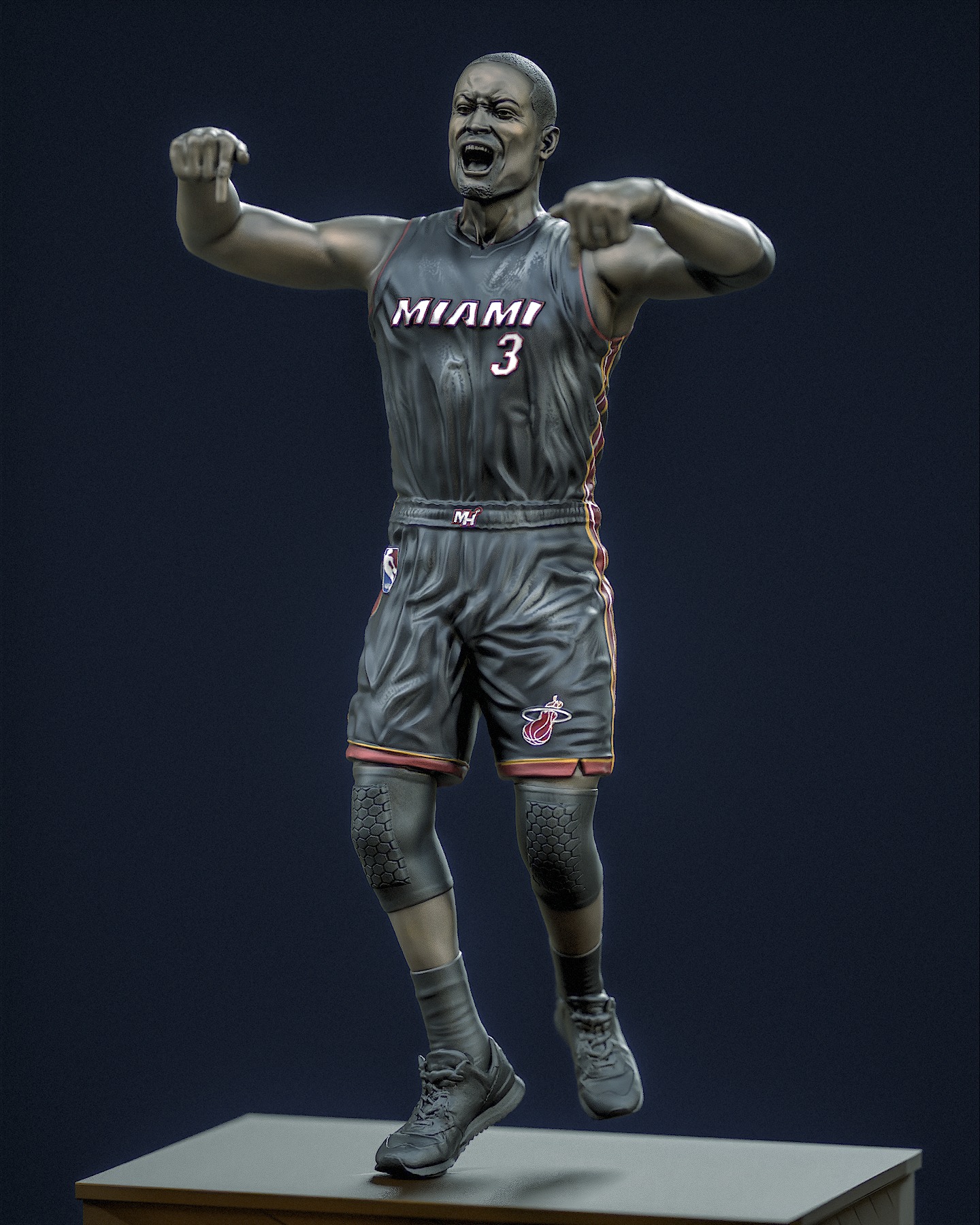 Dwyane Wade basketball player NBA Miami Heat statue 3D print model_1