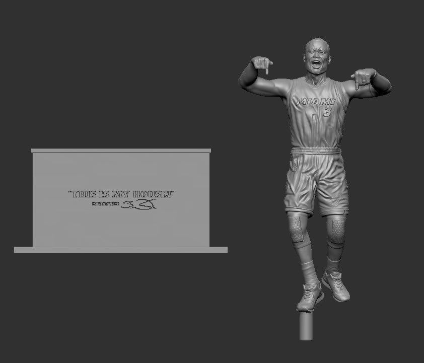 Dwyane Wade basketball player NBA Miami Heat statue 3D print model_7