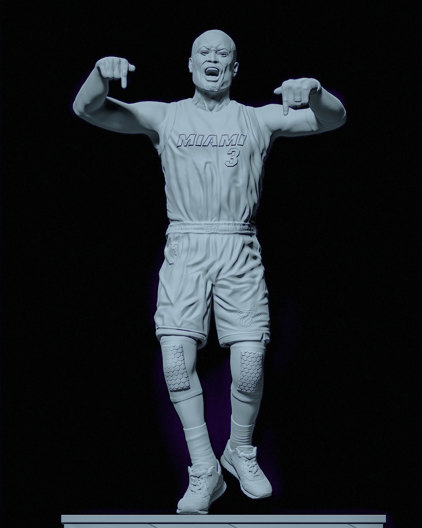 Dwyane Wade basketball player NBA Miami Heat statue 3D print model_3