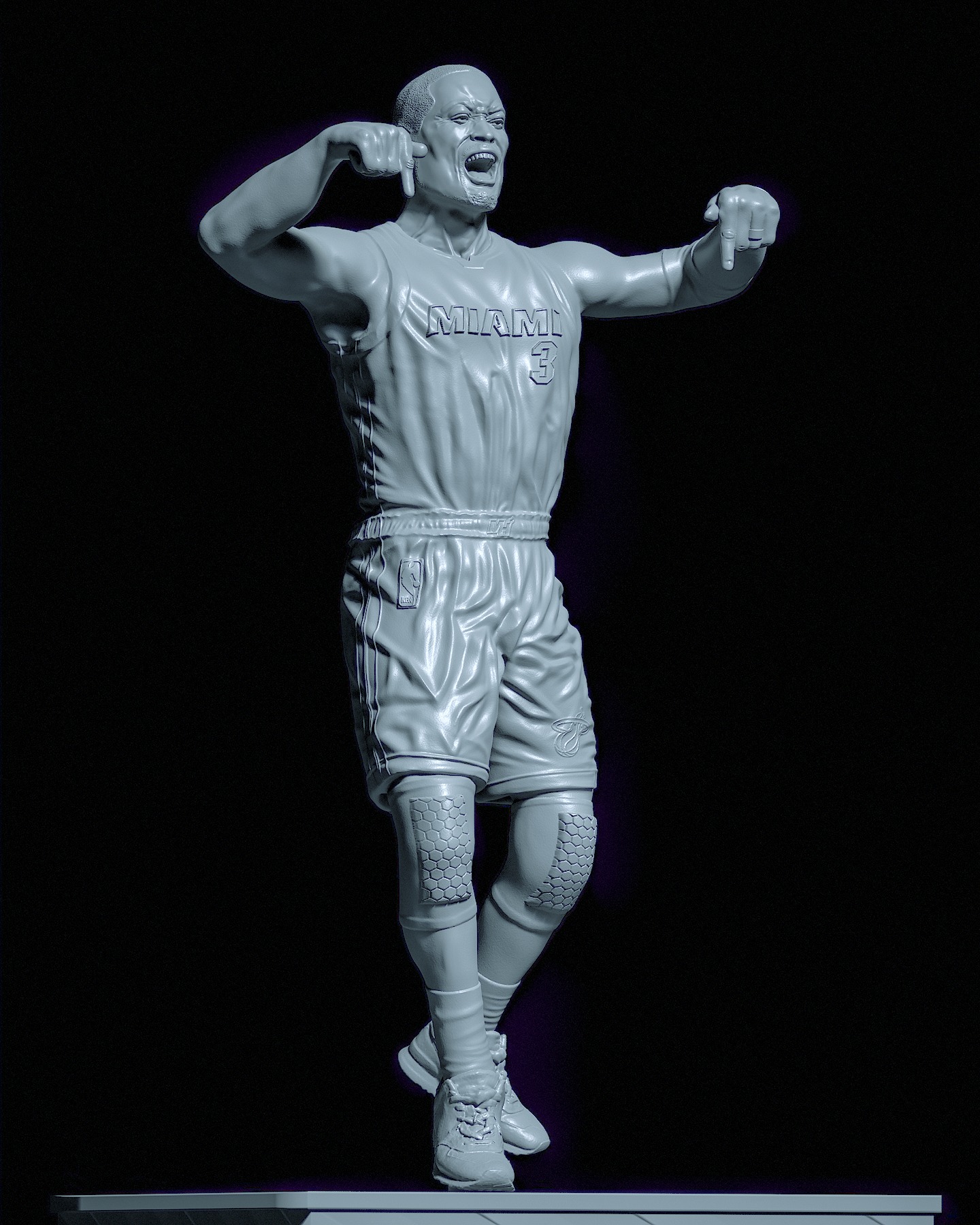 Dwyane Wade basketball player NBA Miami Heat statue 3D print model_5