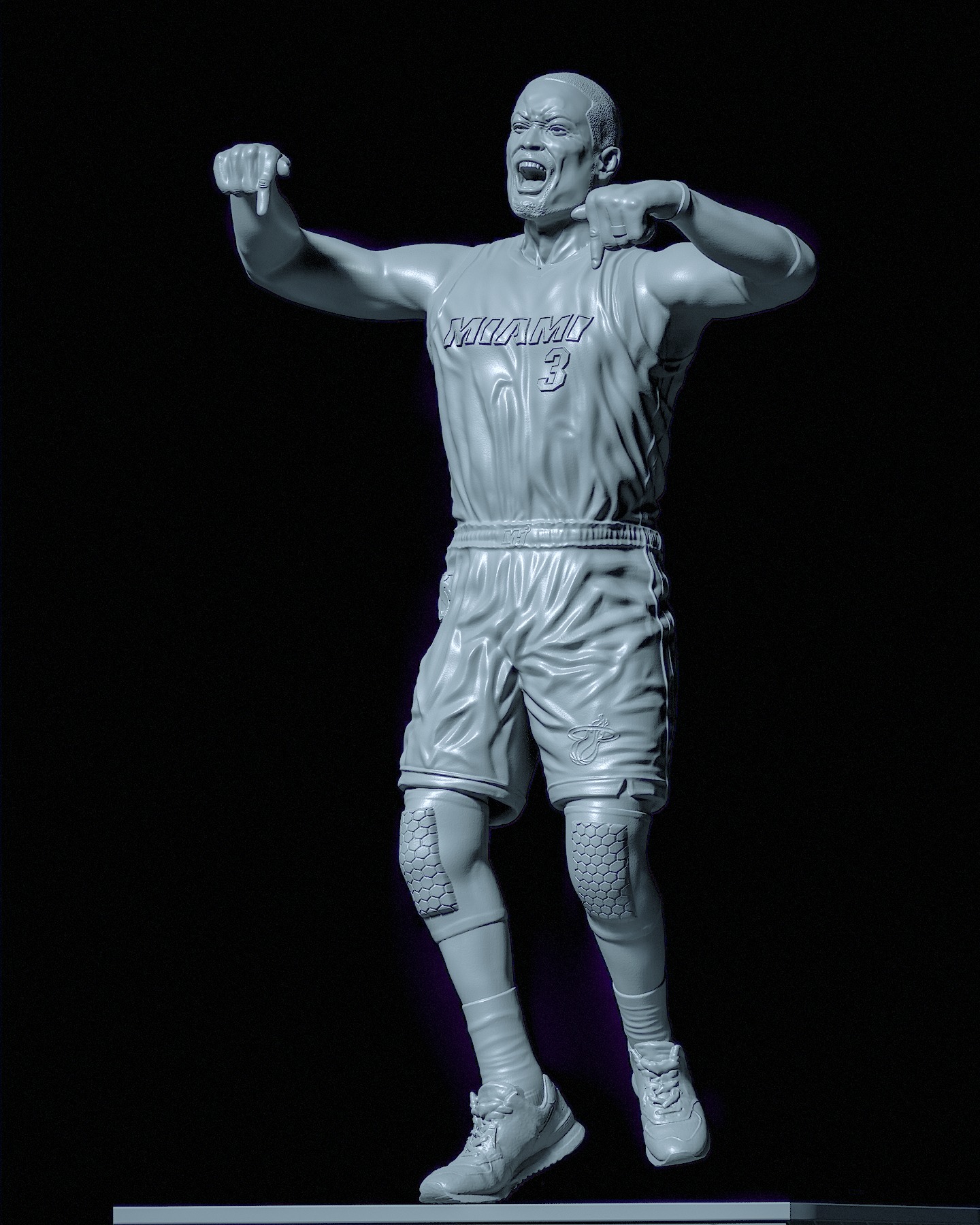 Dwyane Wade basketball player NBA Miami Heat statue 3D print model_6