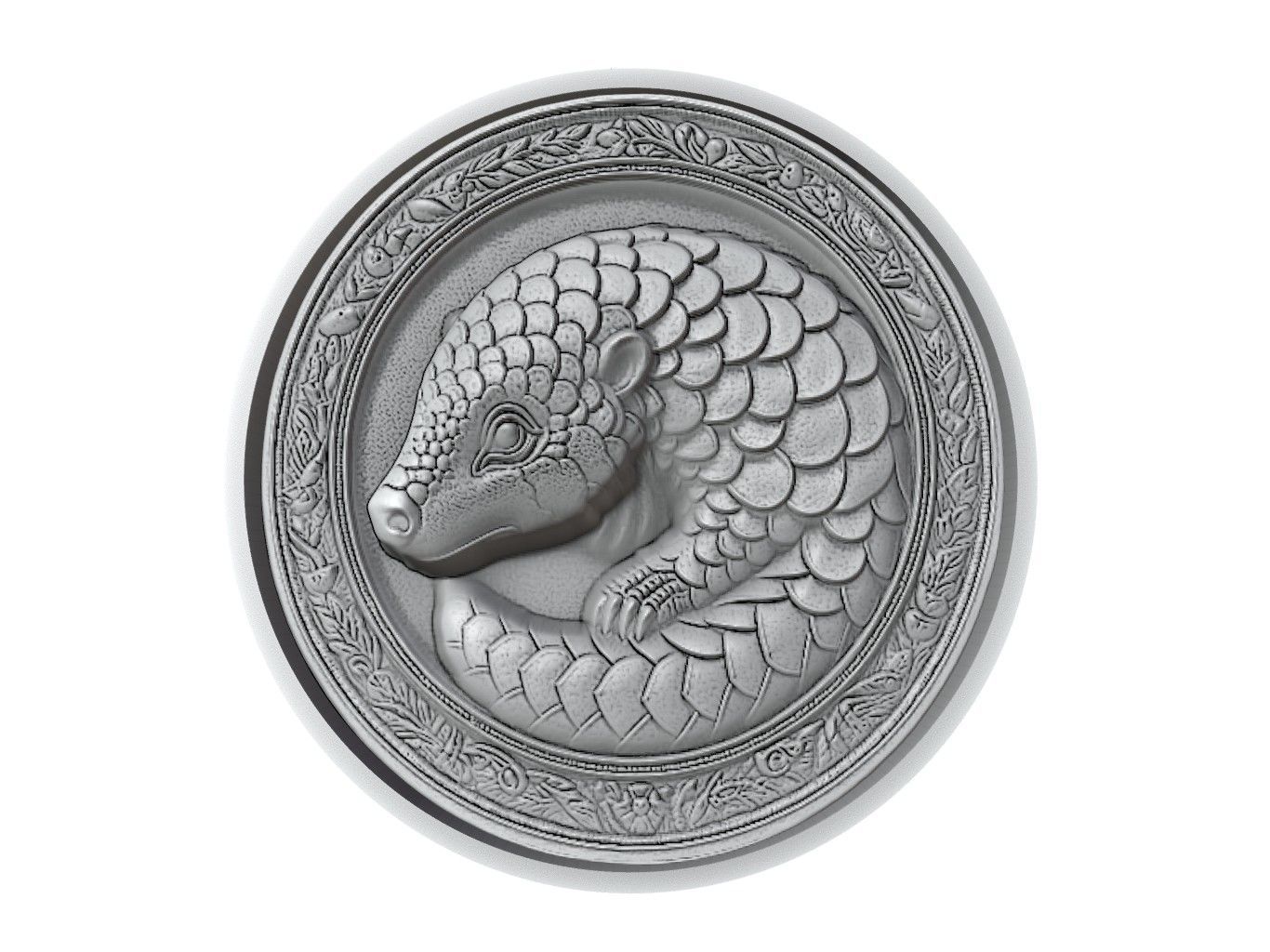 Pangolin Animal Medallion 3D print model_2