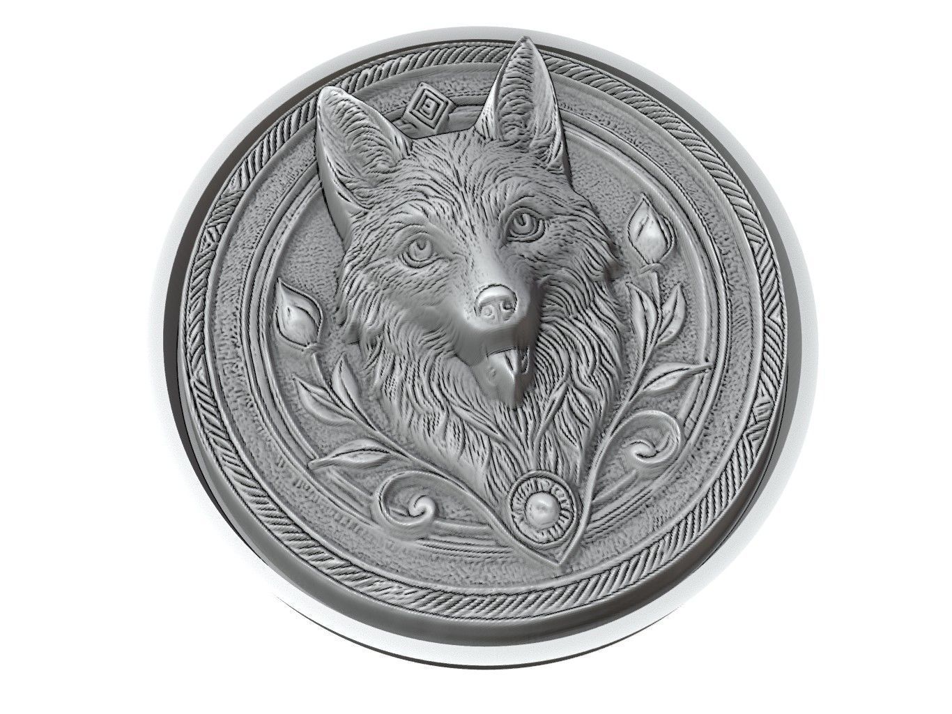 Jackal Animal Medallion 3D print model_3