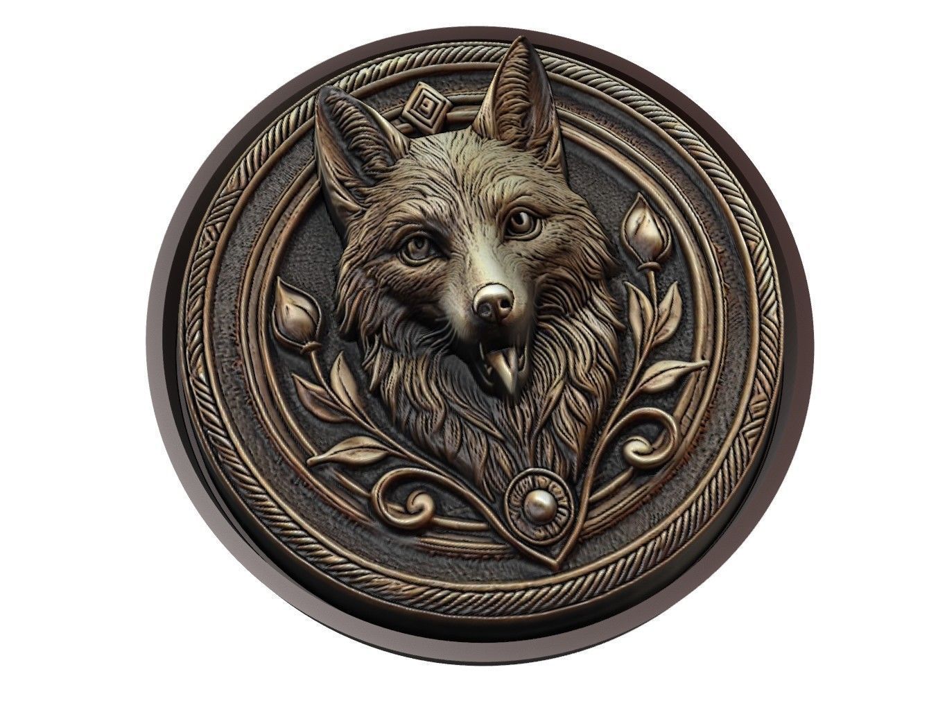 Jackal Animal Medallion 3D print model_1