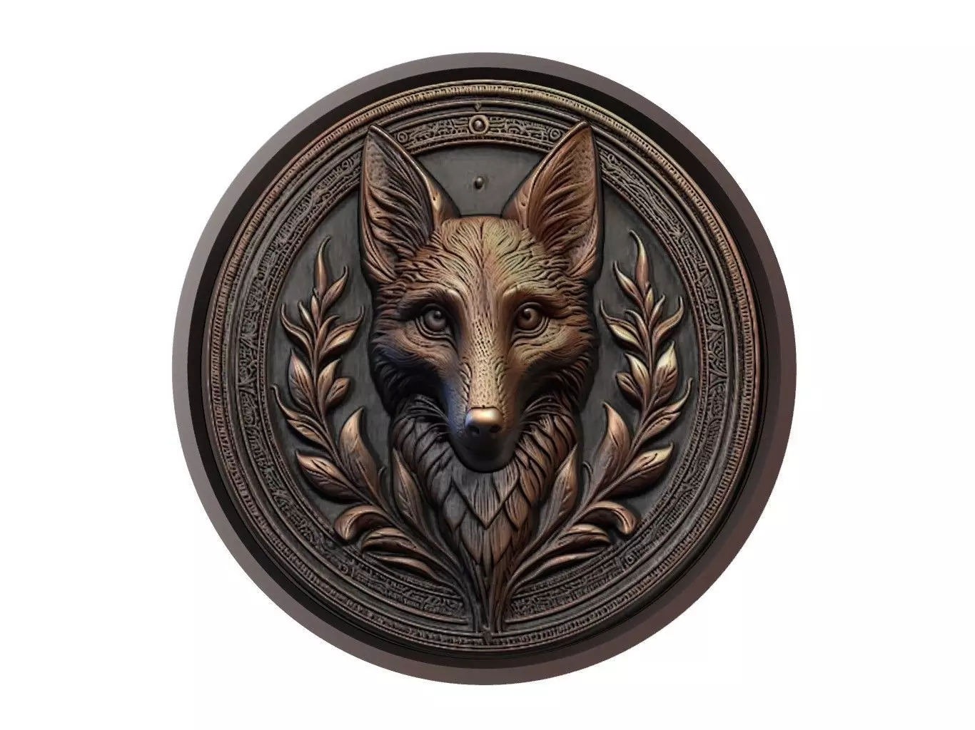 Jackal Animal Medallion 3D print model_0