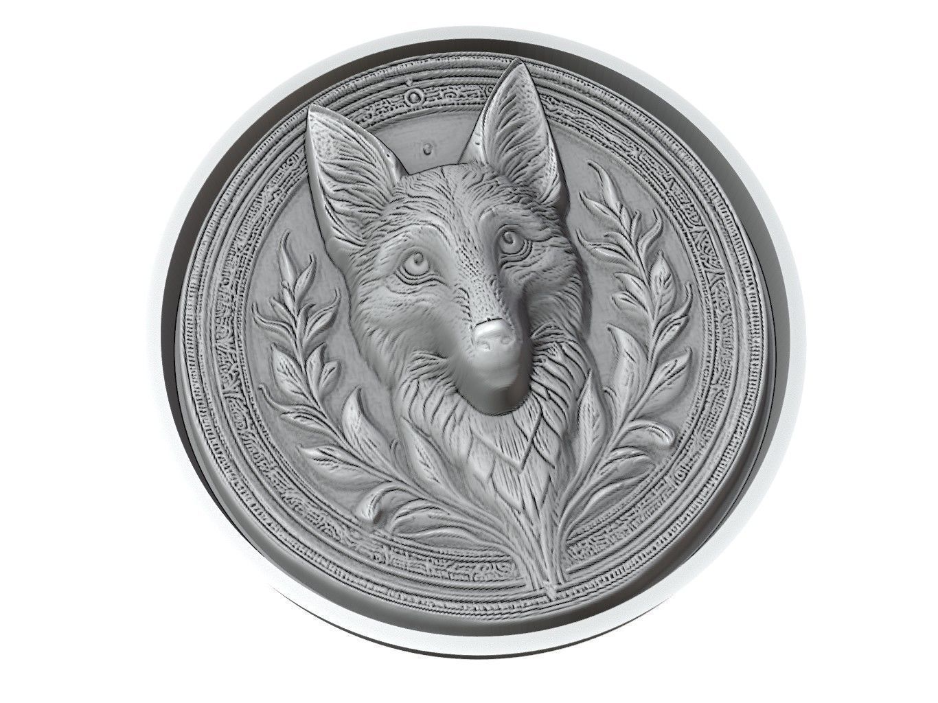 Jackal Animal Medallion 3D print model_3