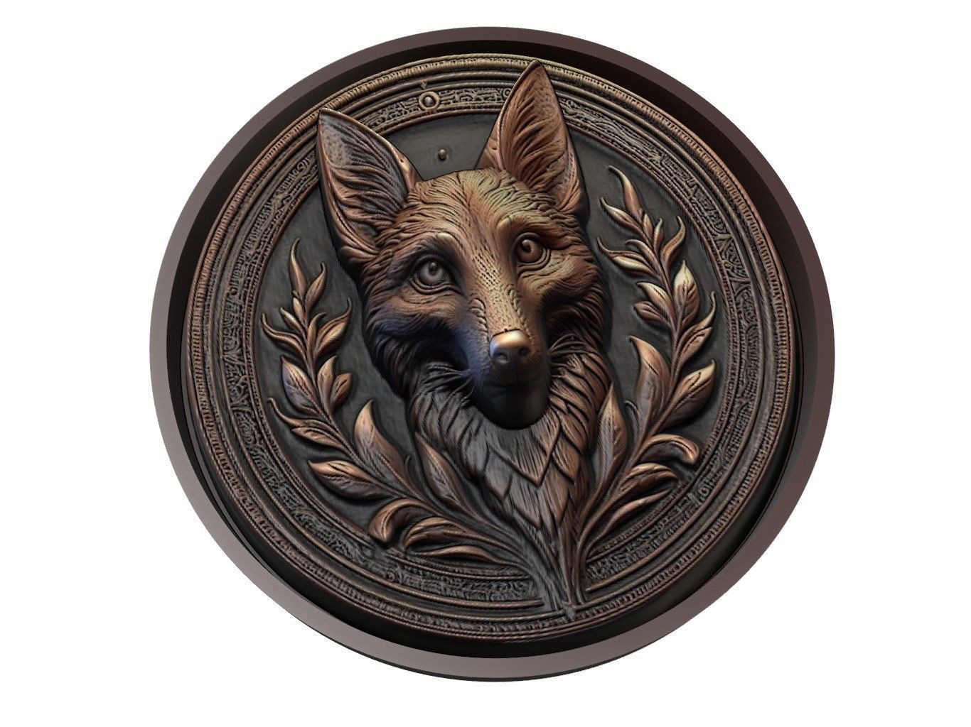 Jackal Animal Medallion 3D print model_1