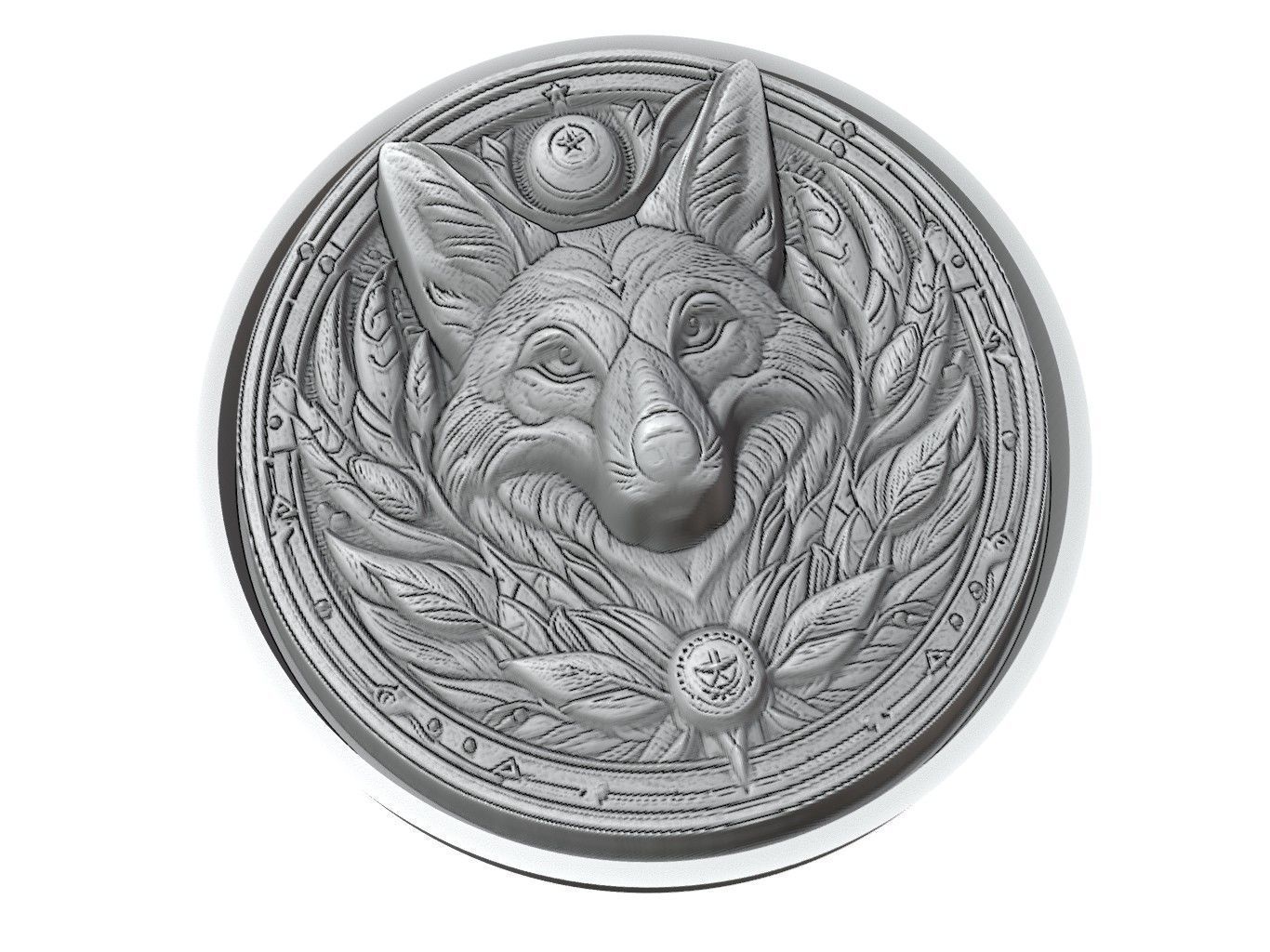 Coyote Animal Medallion 3D print model_3
