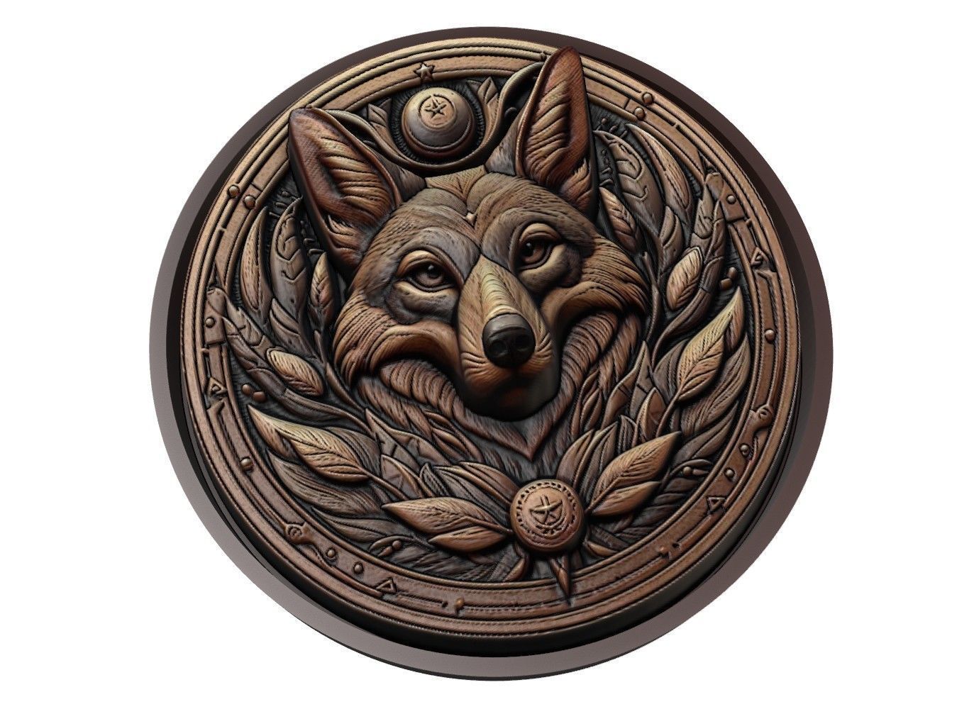 Coyote Animal Medallion 3D print model_1