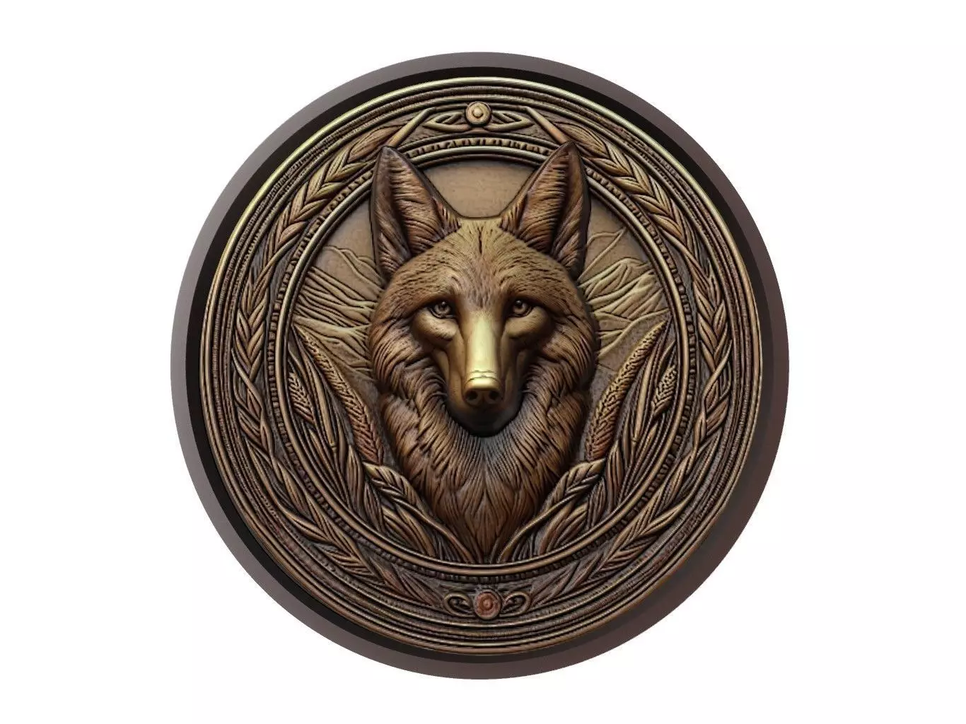 Coyote Animal Medallion 3D print model_0