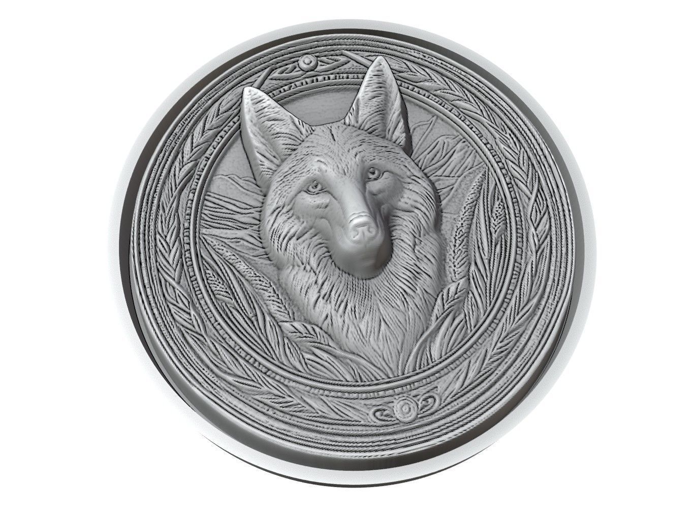 Coyote Animal Medallion 3D print model_3