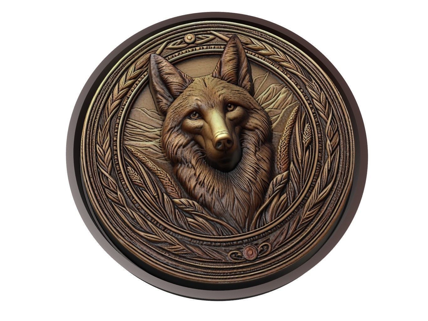 Coyote Animal Medallion 3D print model_1