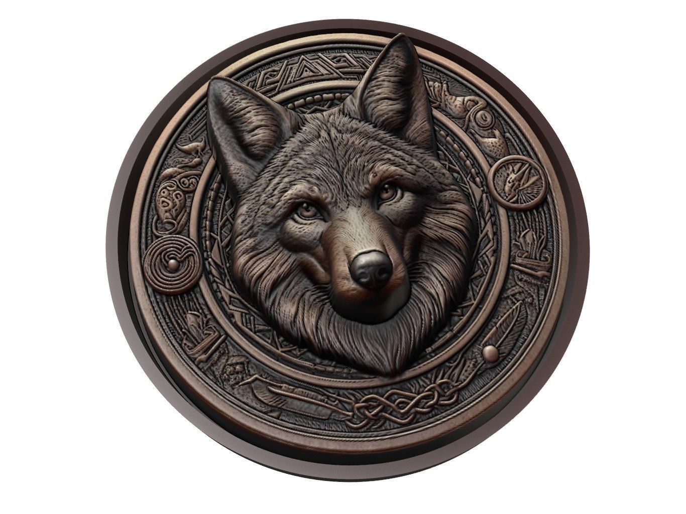 Coyote Animal Medallion 3D print model_1