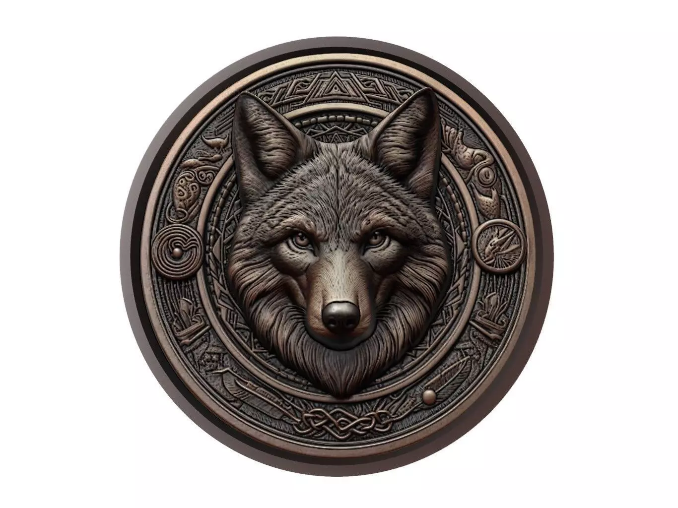 Coyote Animal Medallion 3D print model_0