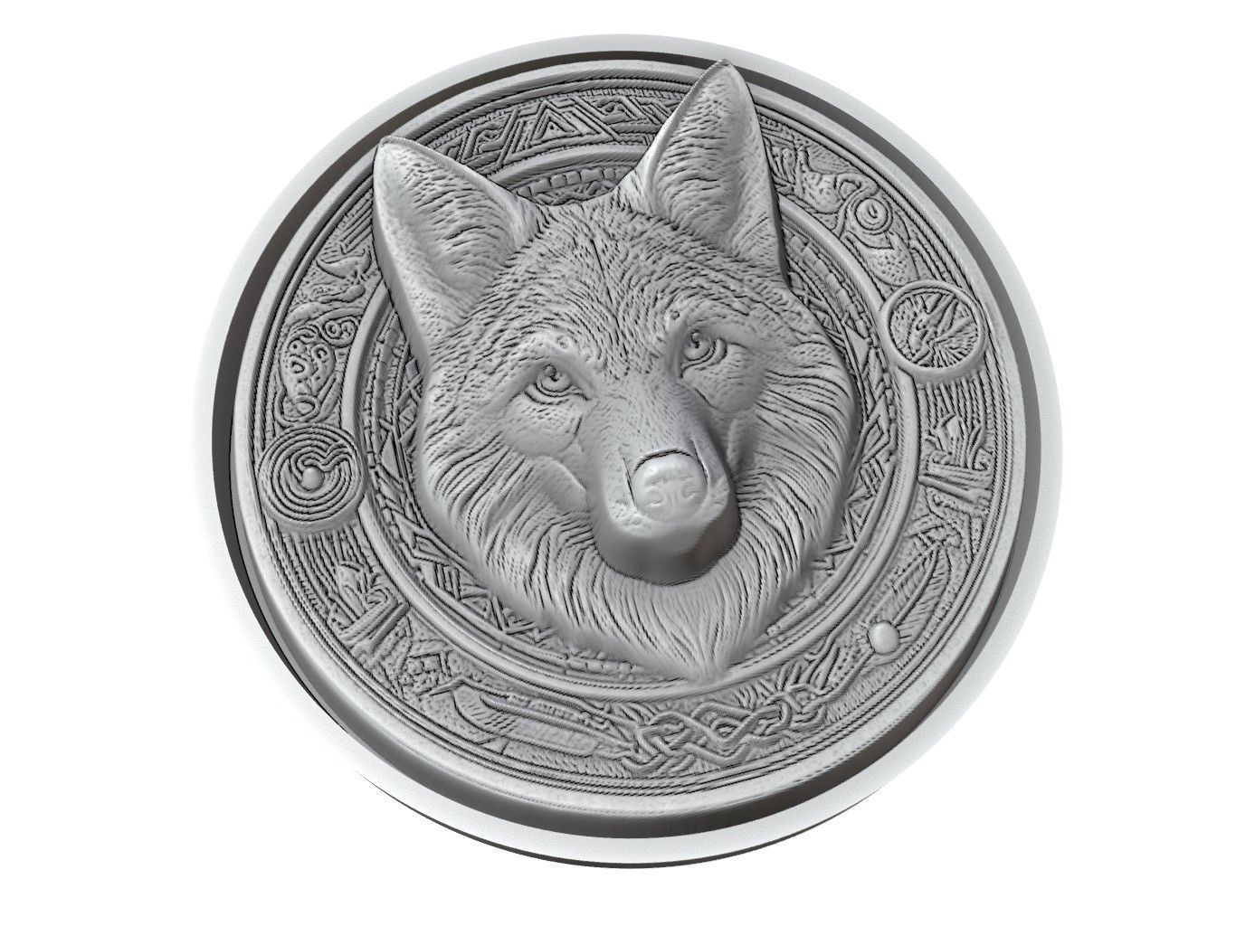 Coyote Animal Medallion 3D print model_3