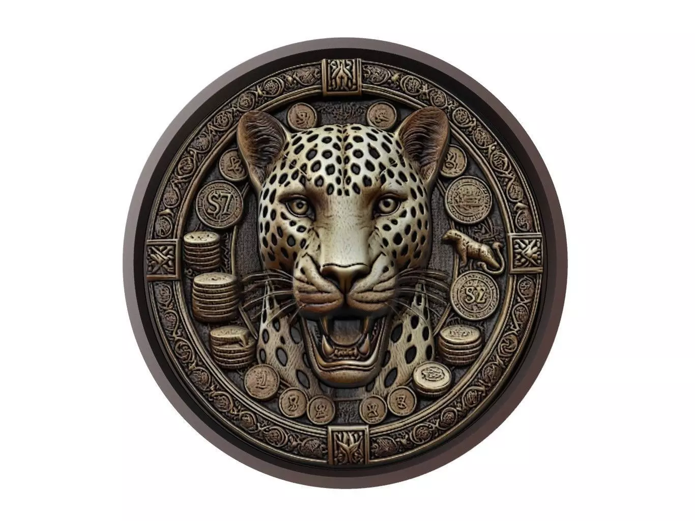 Leopard Animal Medallion 3D print model