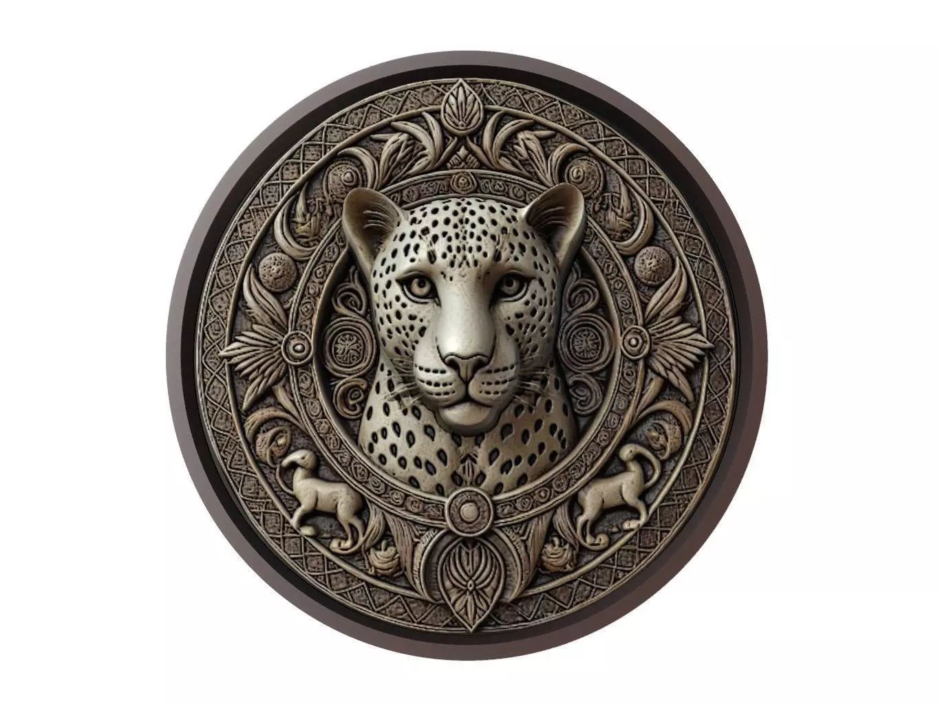 Leopard Animal Medallion 3D print model