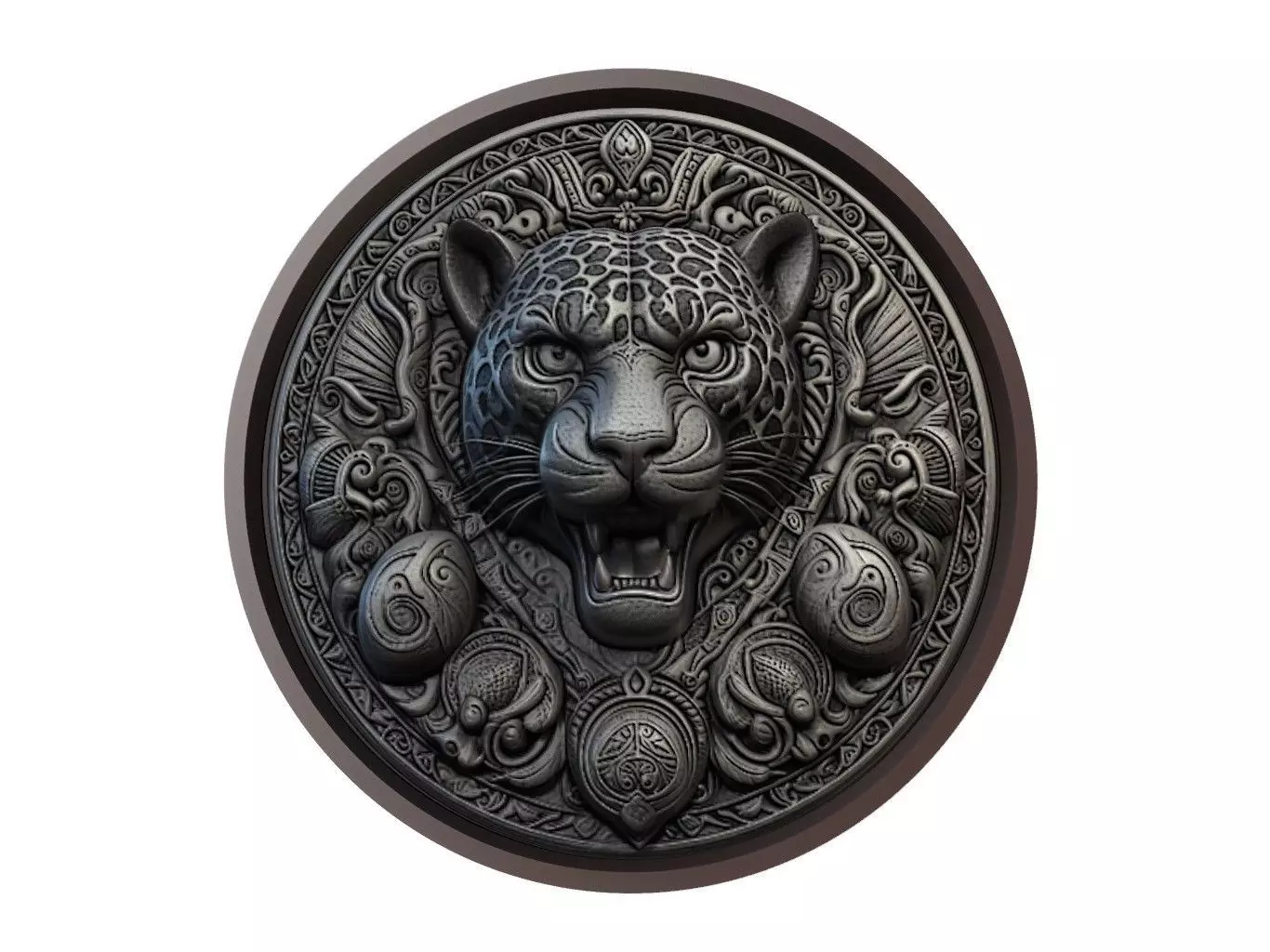 Jaguar Animal Medallion 3D print model