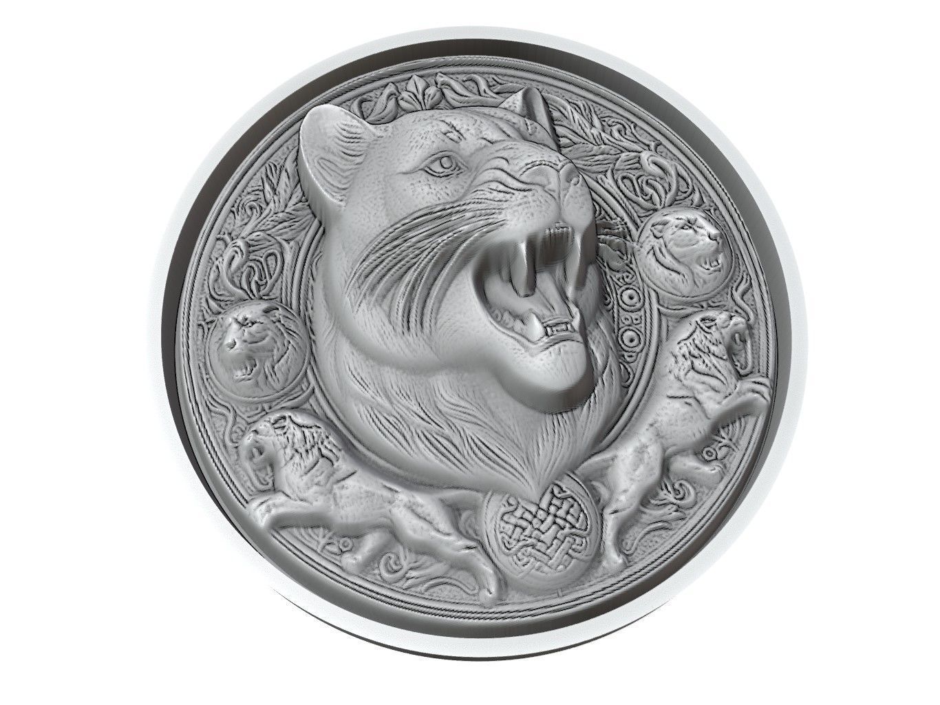 Panther Animal Medallion 3D print model_3