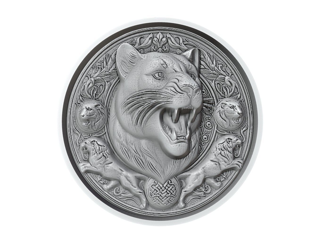 Panther Animal Medallion 3D print model_2