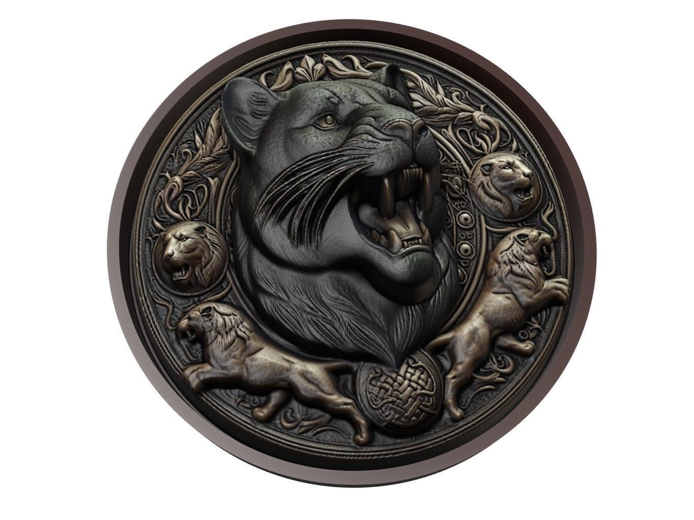 Panther Animal Medallion 3D print model_1