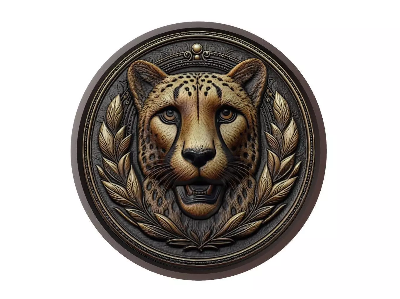 Cheetah Animal Medallion 3D print model_0