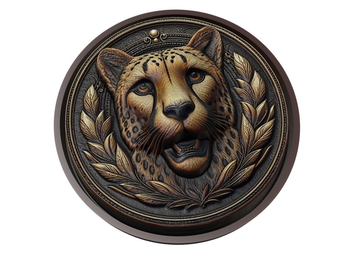 Cheetah Animal Medallion 3D print model_1