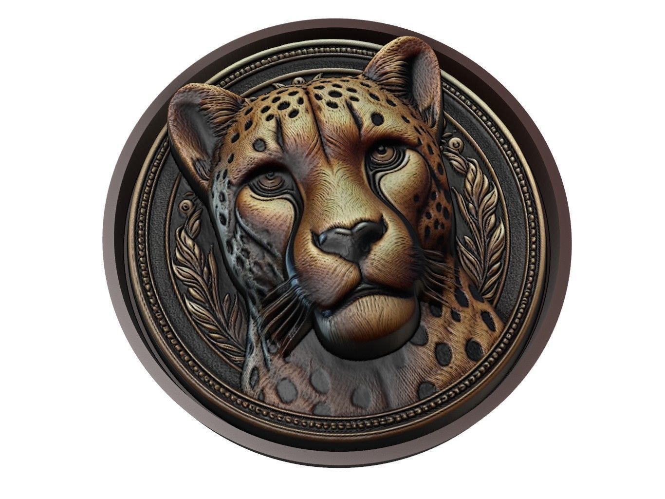 Cheetah Animal Medallion 3D print model_1