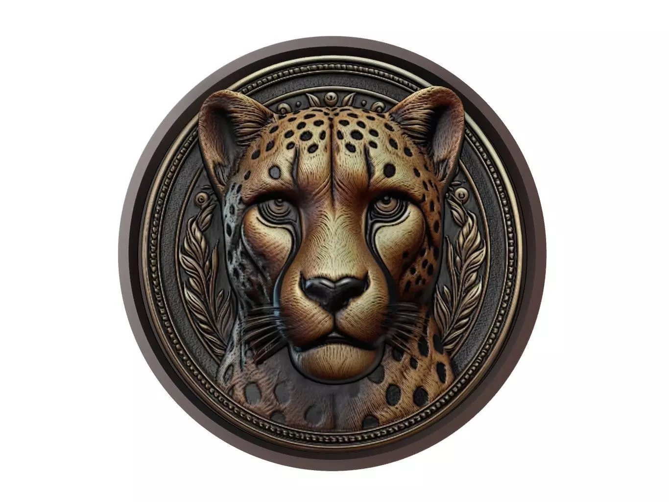 Cheetah Animal Medallion 3D print model_0