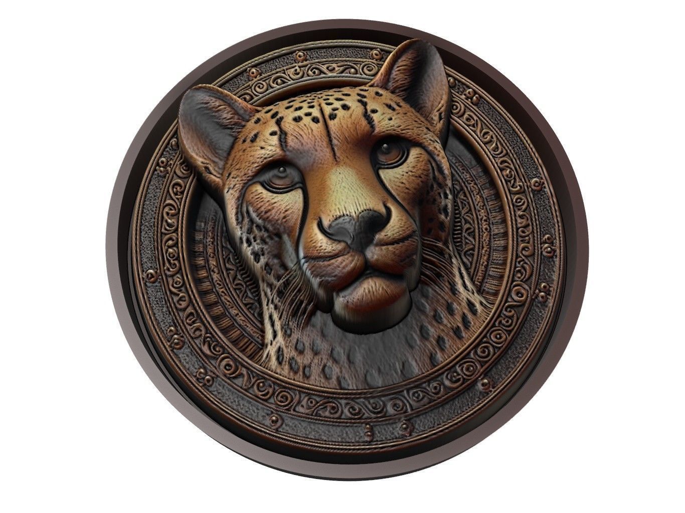 Cheetah Animal Medallion 3D print model_1