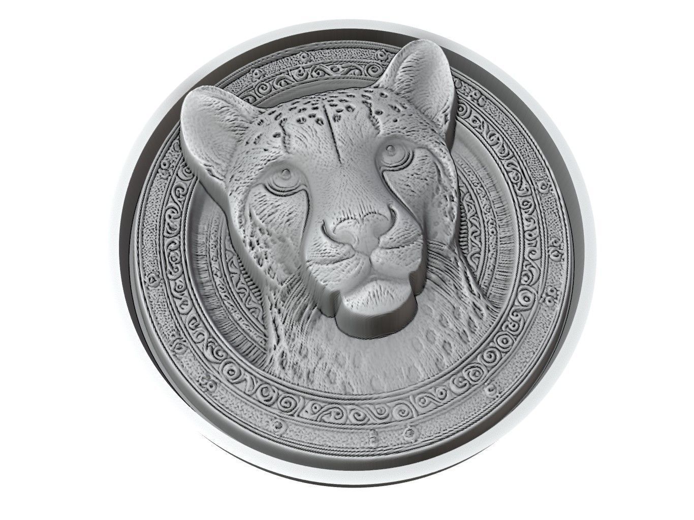 Cheetah Animal Medallion 3D print model_3