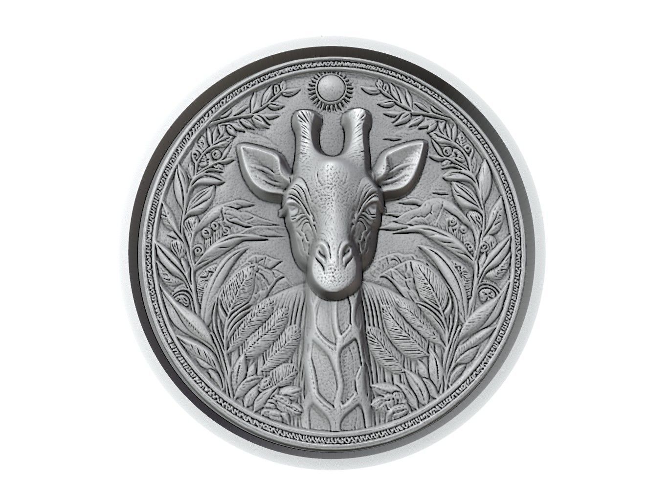 Giraffe Animal Medallion 3D print model_2