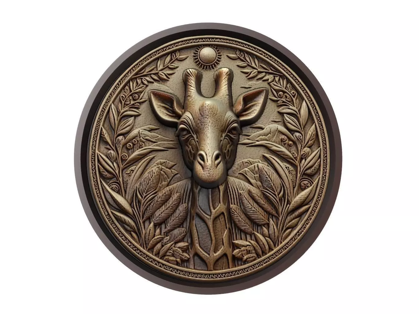 Giraffe Animal Medallion 3D print model_0