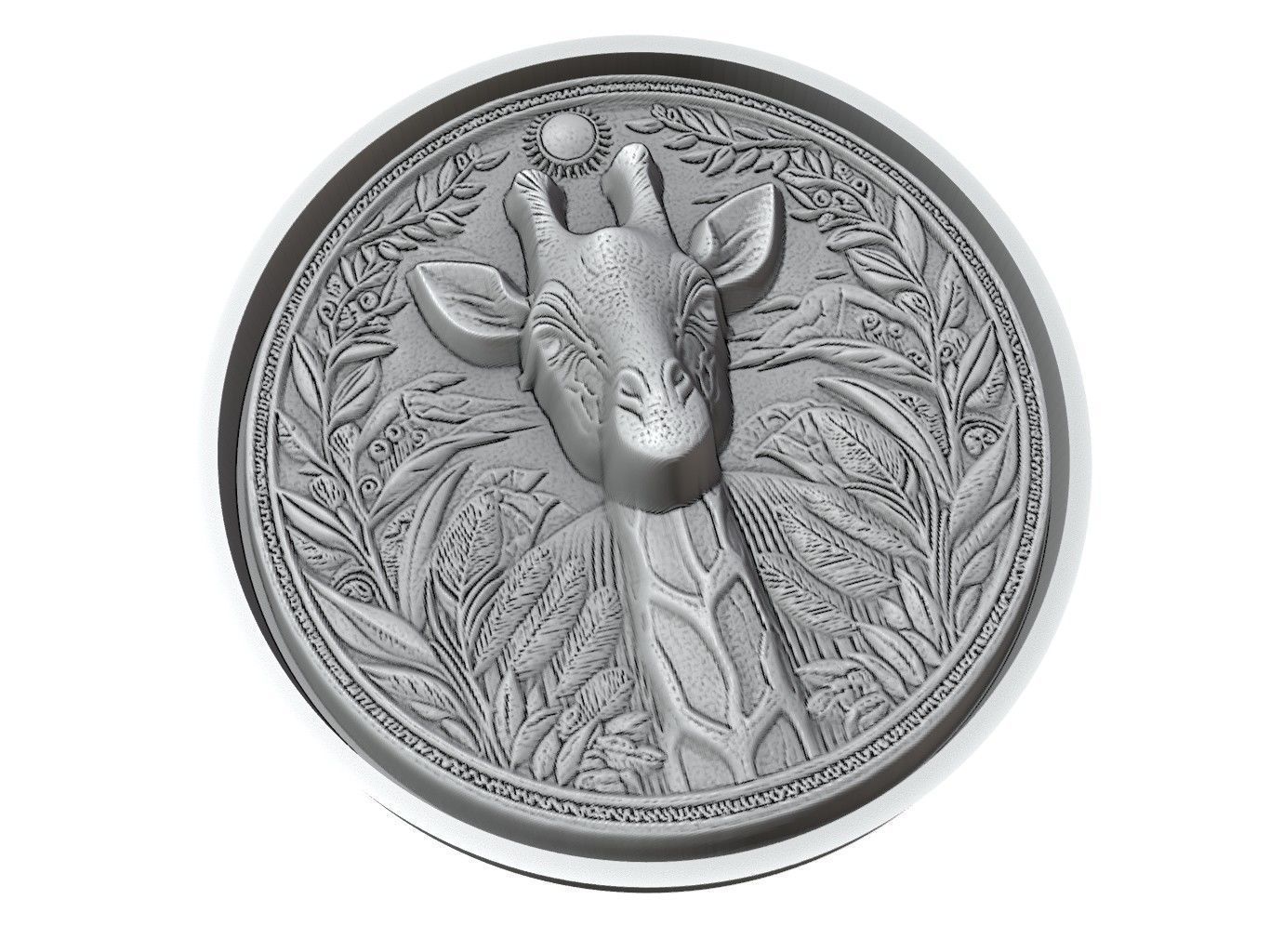 Giraffe Animal Medallion 3D print model_3