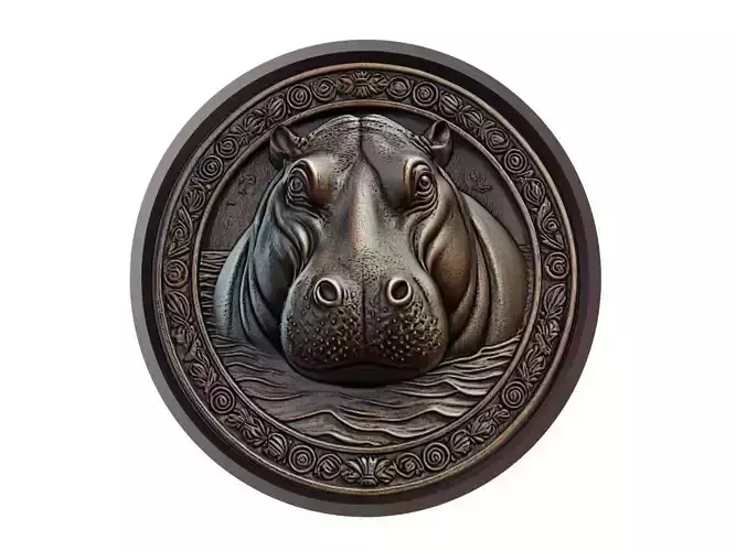 Hippopotamus Animal Medallion