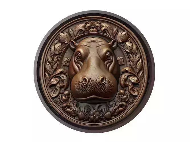 Hippopotamus Animal Medallion