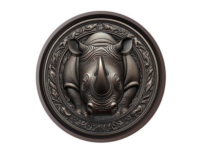 Rhinoceros Animal Medallion 3D print model