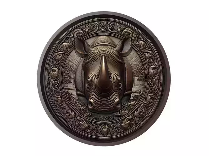 Rhinoceros Animal Medallion