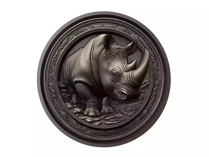 Rhinoceros Animal Medallion