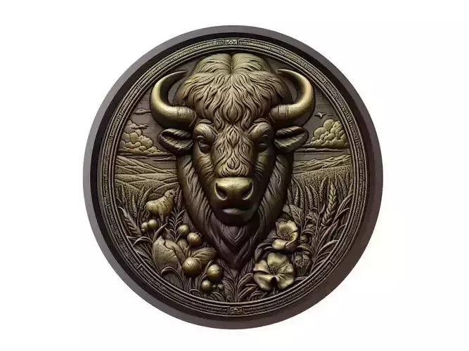 Buffalo Animal Medallion