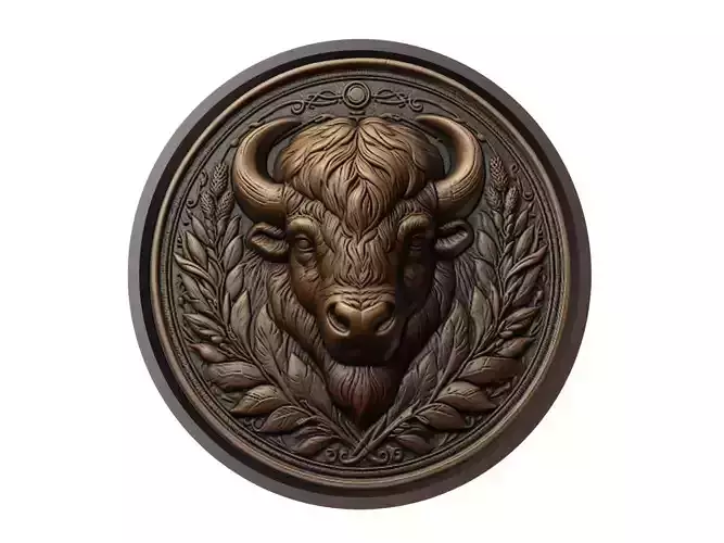 Bison Animal Medallion