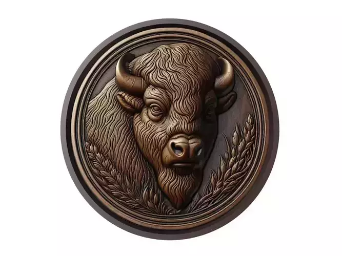 Bison Animal Medallion