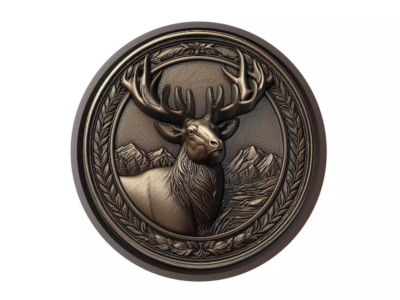 Elk Animal Medallion 3D print model_0