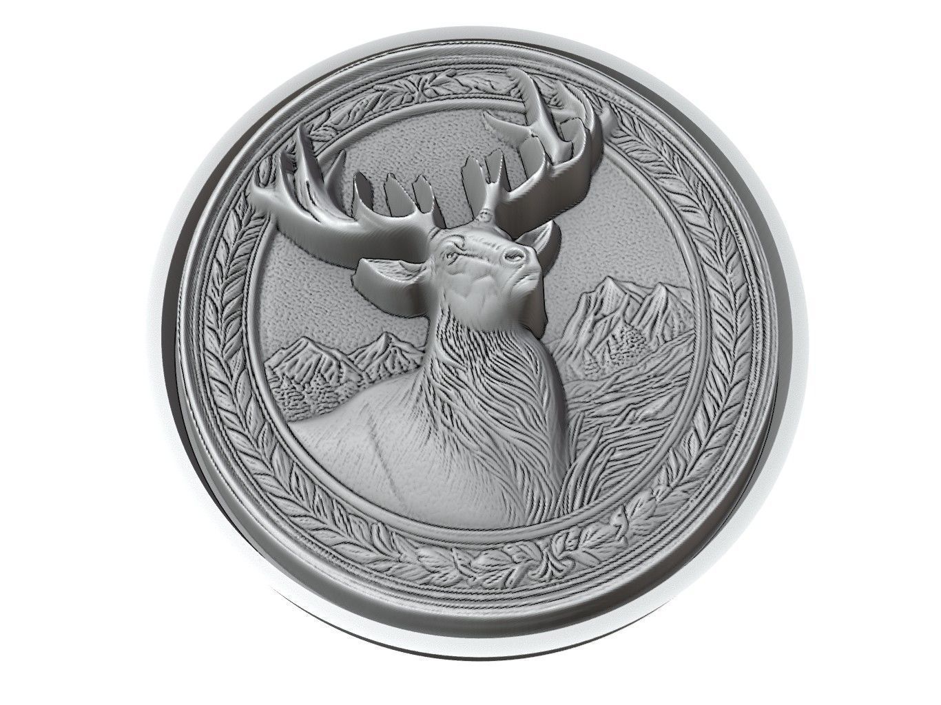 Elk Animal Medallion 3D print model_3
