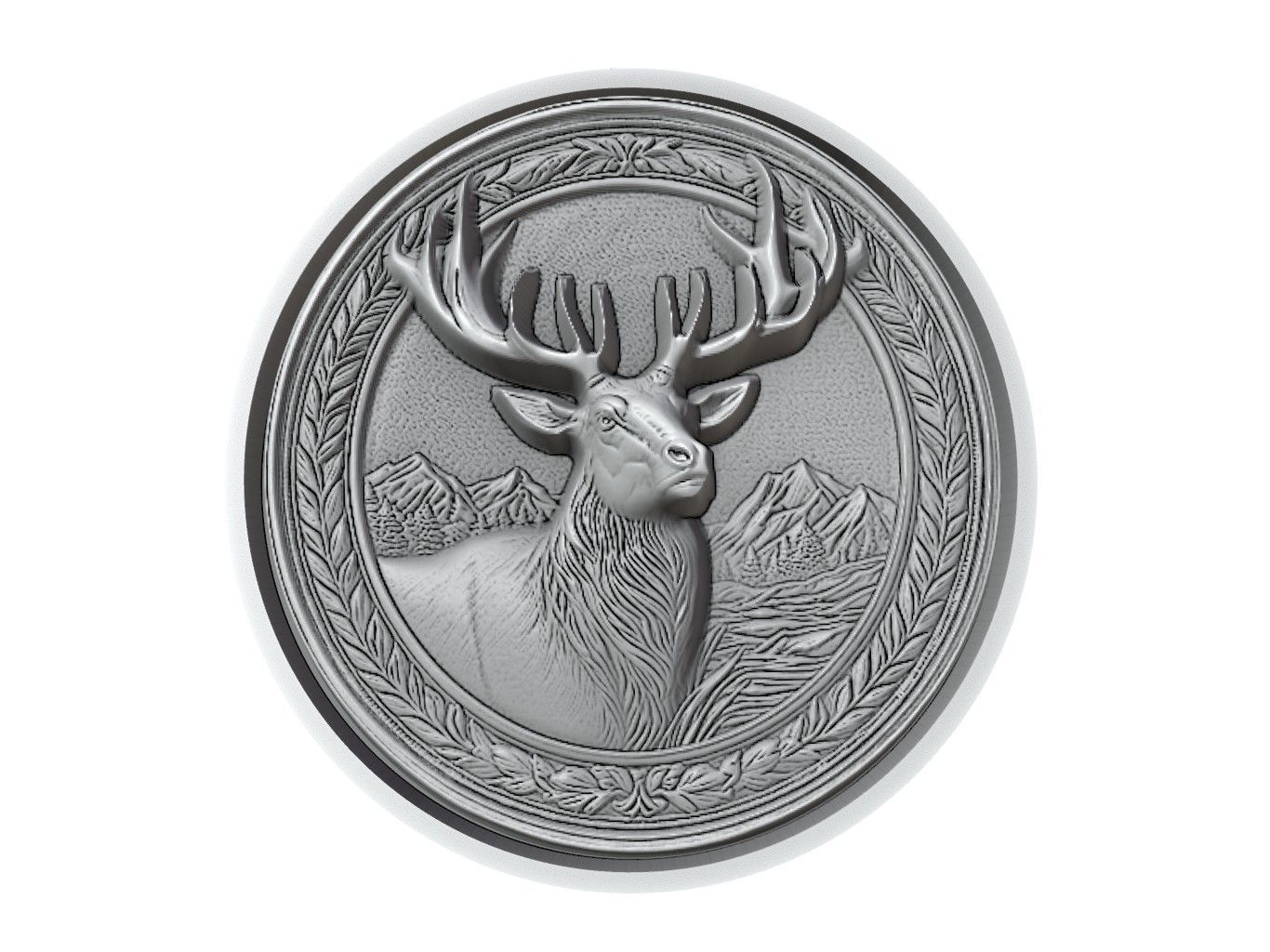 Elk Animal Medallion 3D print model_2