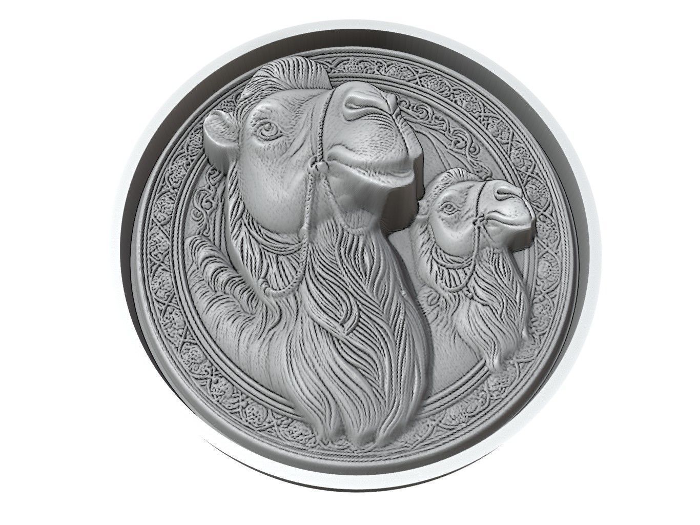 Camel Animal Medallion 3D print model_3