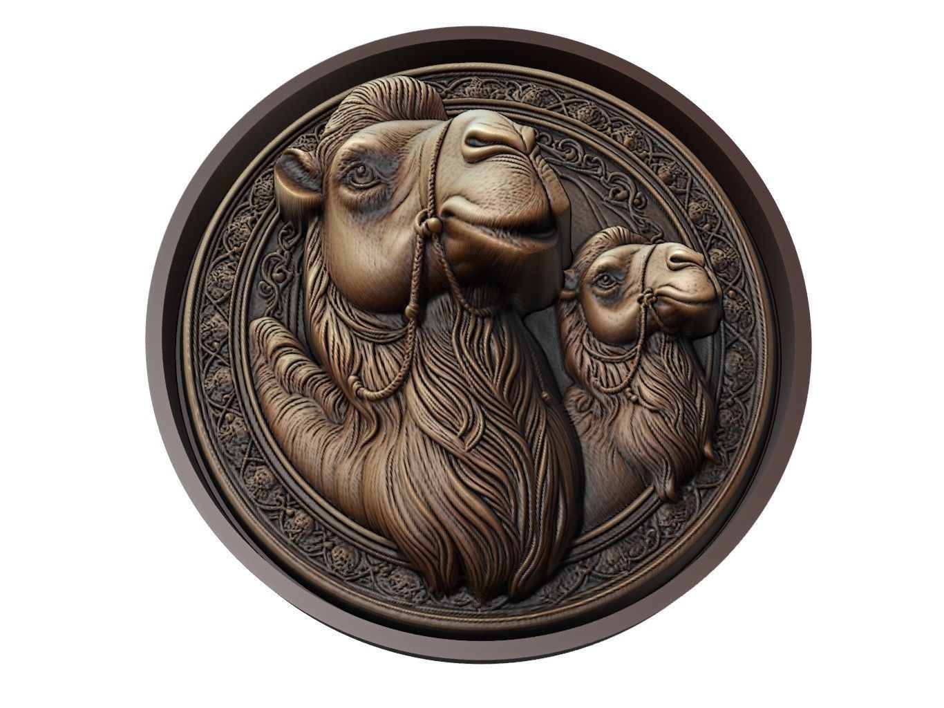 Camel Animal Medallion 3D print model_1