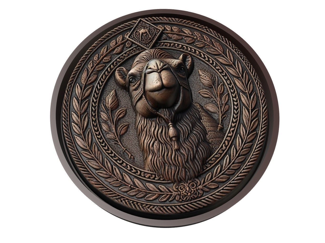 Camel Animal Medallion 3D print model_1